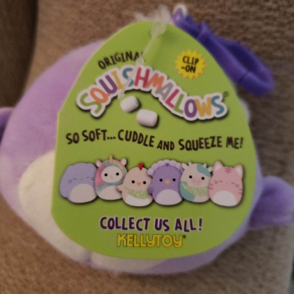 Elina the Purple Peacock Clip 3.5" Squishmallow Plush 2021 NWT - Picture 4 of 5